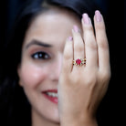 Certified Lab Grown Ruby Diamond Vine Engagement Ring AAAA - Rosec Jewels