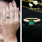 Rosec Jewels-Womens Lab Grown Emerald Engagement Ring with Diamonds