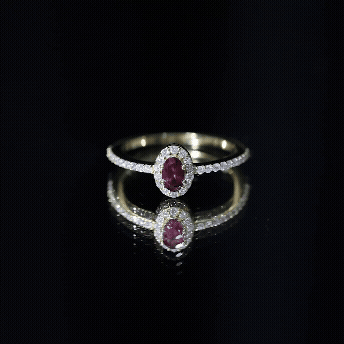 Rosec Jewels-Oval Rhodolite Garnet and Diamond Promise Ring for Her
