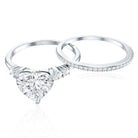 Certified Lab Grown Diamond 7MM Heart Bridal Ring Set Lab - ( EF-VS ) - Rosec Jewels