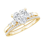 Certified Lab Grown Diamond 7MM Heart Bridal Ring Set Lab - ( EF-VS ) - Rosec Jewels