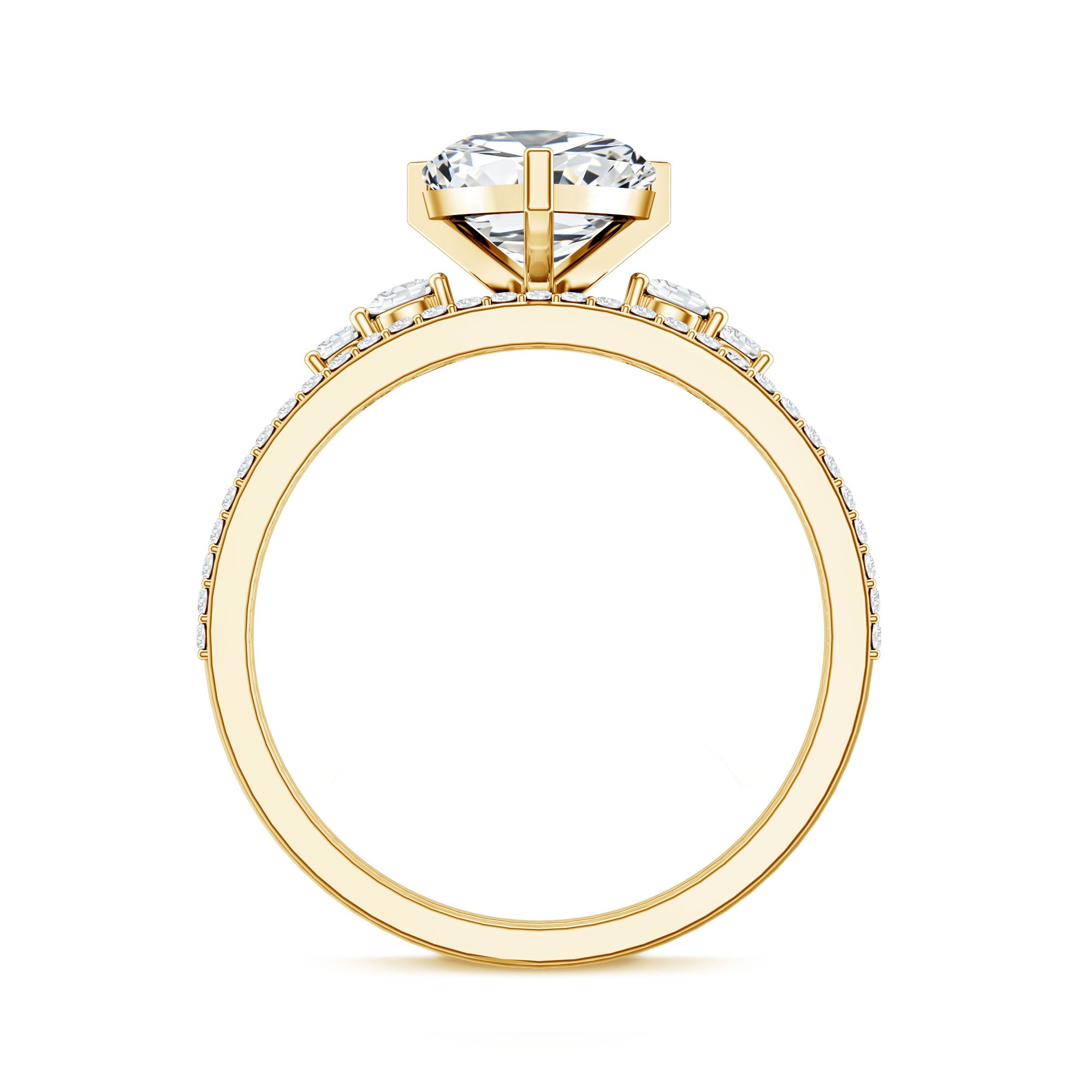 Certified Lab Grown Diamond 7MM Heart Bridal Ring Set Lab - ( EF-VS ) - Rosec Jewels