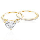Certified Lab Grown Diamond 7MM Heart Bridal Ring Set Lab - ( EF-VS ) - Rosec Jewels