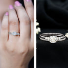 IGI Certified 1 Carat Lab Grown Diamond Cushion Engagement Ring with Wedding Band Lab - ( E-VS1 ) - Rosec Jewels