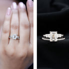Certified Lab Grown Diamond 1.8 Carat Emerald Cut Engagement Ring with Band Lab - ( EF-VS ) - Rosec Jewels