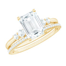 Rosec Jewels-Certified Lab Grown Diamond 6X8MM Emerald Cut Engagement Ring with Band