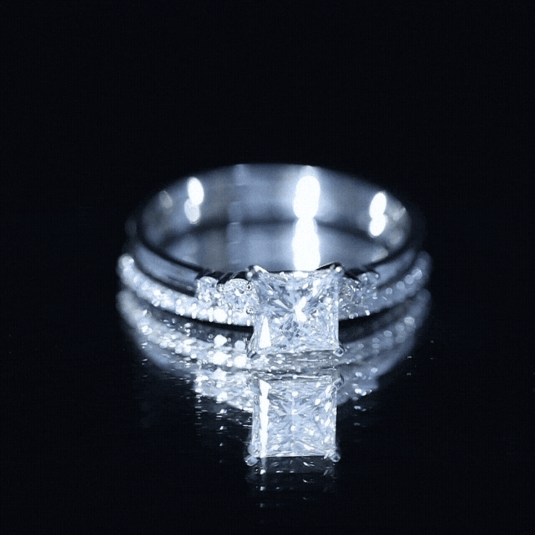 1.2 Carat Lab Grown Diamond Princess Cut Engagement Ring With Enhancer Lab - ( EF-VS ) - Rosec Jewels