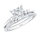 Lab Grown Diamond 6 MM Princess Cut Engagement Ring With Enhancer Lab - ( EF-VS ) - Rosec Jewels