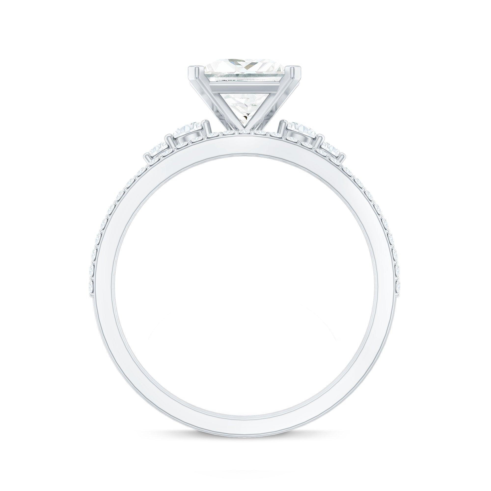 Rosec Jewels-Lab Grown Diamond 6 MM Princess Cut Engagement Ring With Enhancer