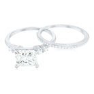 Rosec Jewels-Lab Grown Diamond 6 MM Princess Cut Engagement Ring With Enhancer
