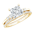 Lab Grown Diamond 6 MM Princess Cut Engagement Ring With Enhancer Lab - ( EF-VS ) - Rosec Jewels
