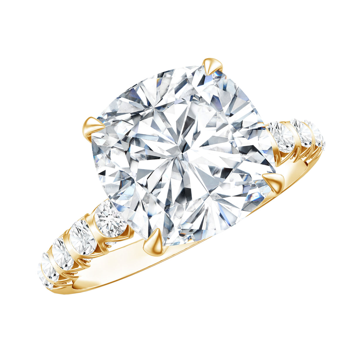 5 Carat Cushion Cut Lab Diamond Huge Engagement Ring with IGI Certificate Lab - ( E-VS1 ) - Rosec Jewels