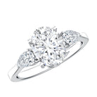 2 Carat Oval Lab Grown Diamond Three Stone Engagement Ring with IGI Certificate Lab - ( E-VS1 ) - Rosec Jewels