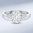 2 Carat Oval Lab Grown Diamond Three Stone Engagement Ring with IGI Certificate Lab - ( E-VS1 ) - Rosec Jewels