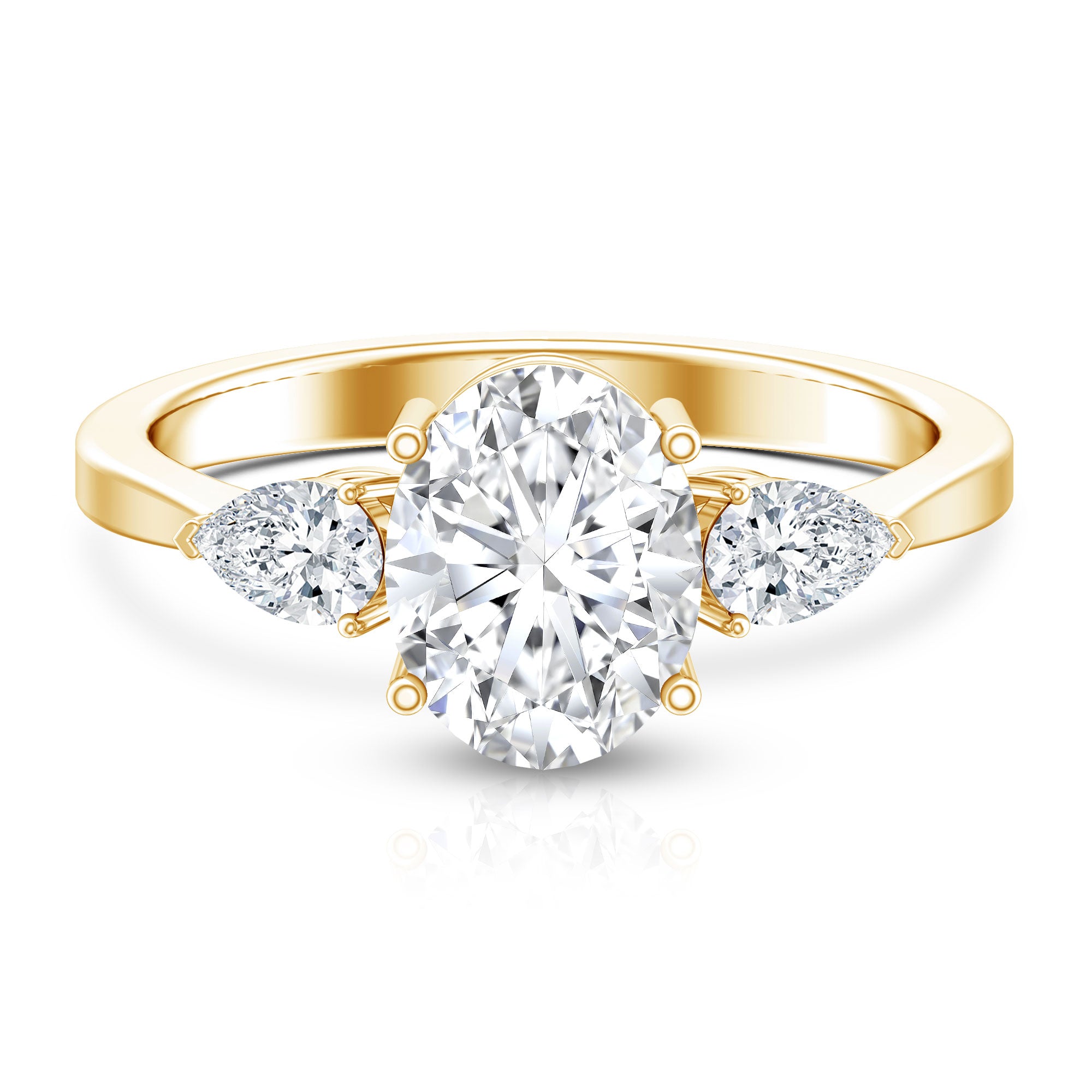 2 Carat Oval Lab Grown Diamond Three Stone Engagement Ring with IGI Certificate Lab - ( E-VS1 ) - Rosec Jewels