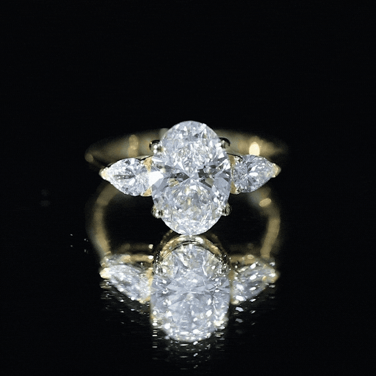 3 Carat Oval Lab Created Diamond Engagement Ring with IGI Certificate Lab - ( E-VS1 ) - Rosec Jewels