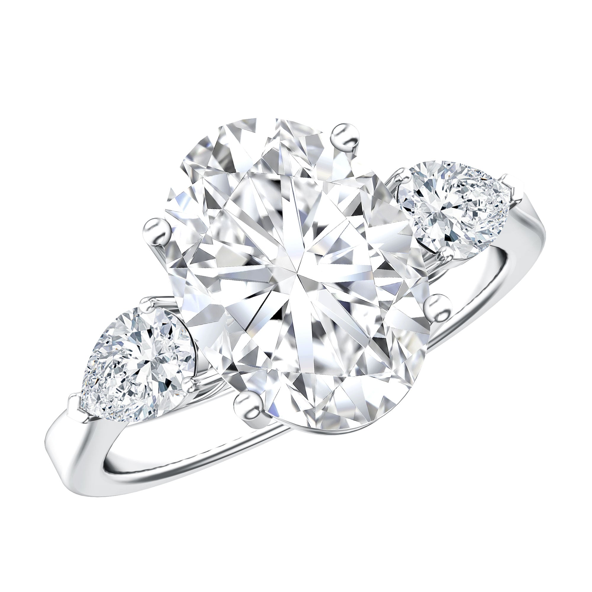 Rosec Jewels-3 Carat Oval Lab Created Diamond Engagement Ring with IGI Certificate