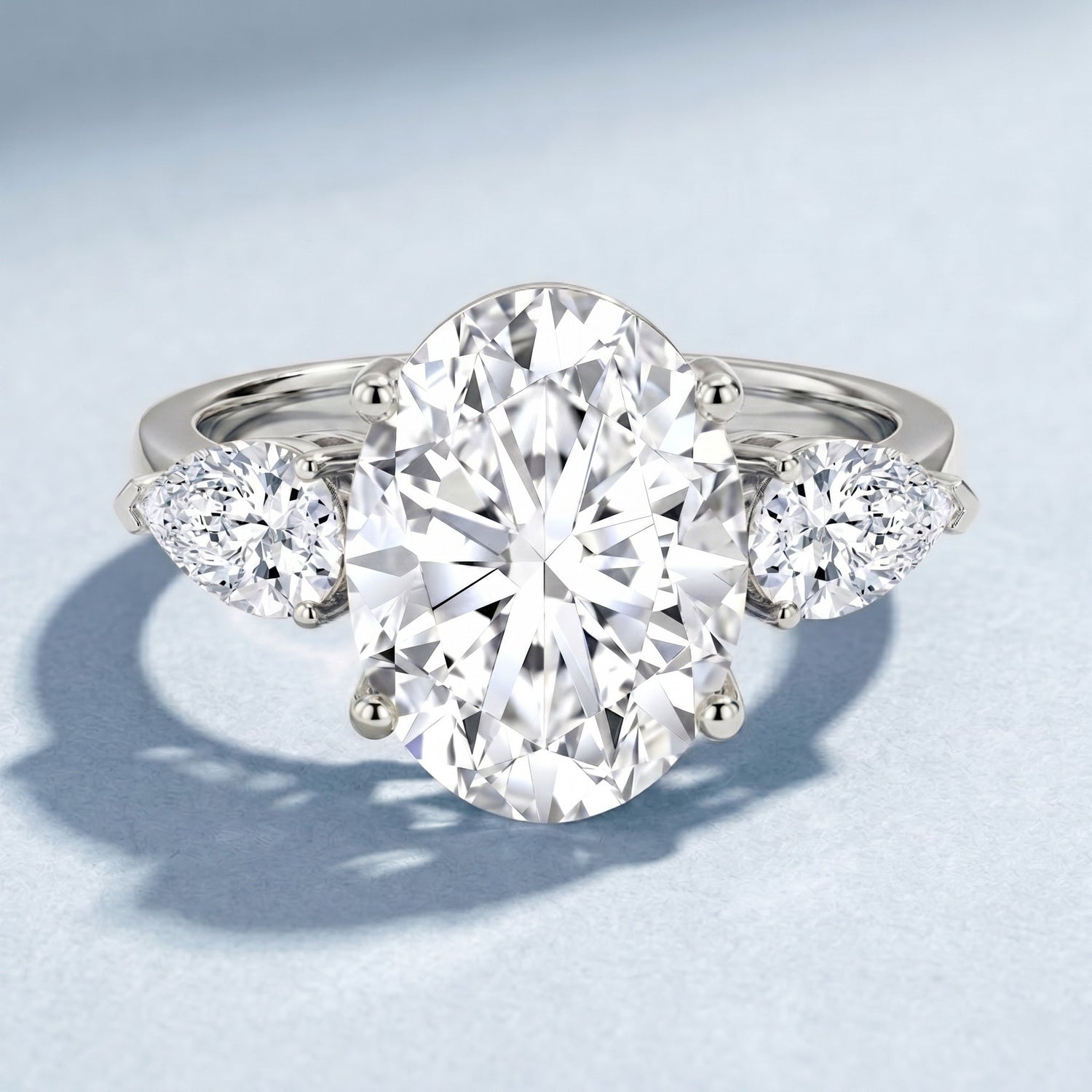 3 Carat Oval Lab Created Diamond Engagement Ring with IGI Certificate Lab - ( E-VS1 ) - Rosec Jewels