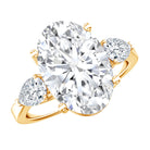 Rosec Jewels-4 Carat Oval Lab Grown Diamond Three Stone Engagement Ring IGI Certified