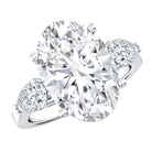 Rosec Jewels-IGI Certified 5 Carat Oval Lab Grown Diamond Big Engagement Ring with Pear Side Stones