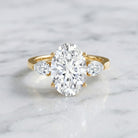 IGI Certified 5 Carat Oval Lab Grown Diamond Big Engagement Ring with Pear Side Stones Lab - ( E-VS1 ) - Rosec Jewels
