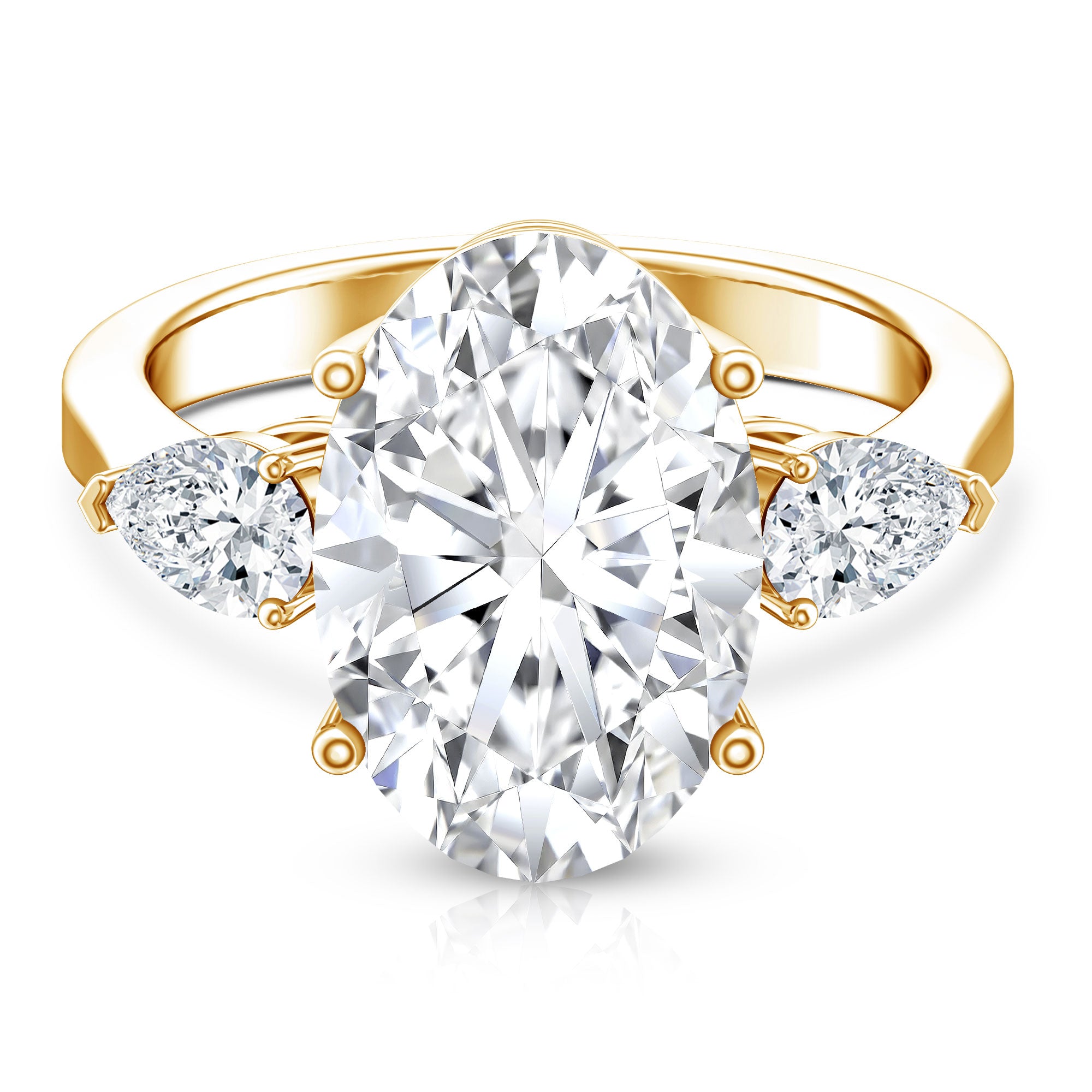 Rosec Jewels-IGI Certified 5 Carat Oval Lab Grown Diamond Big Engagement Ring with Pear Side Stones