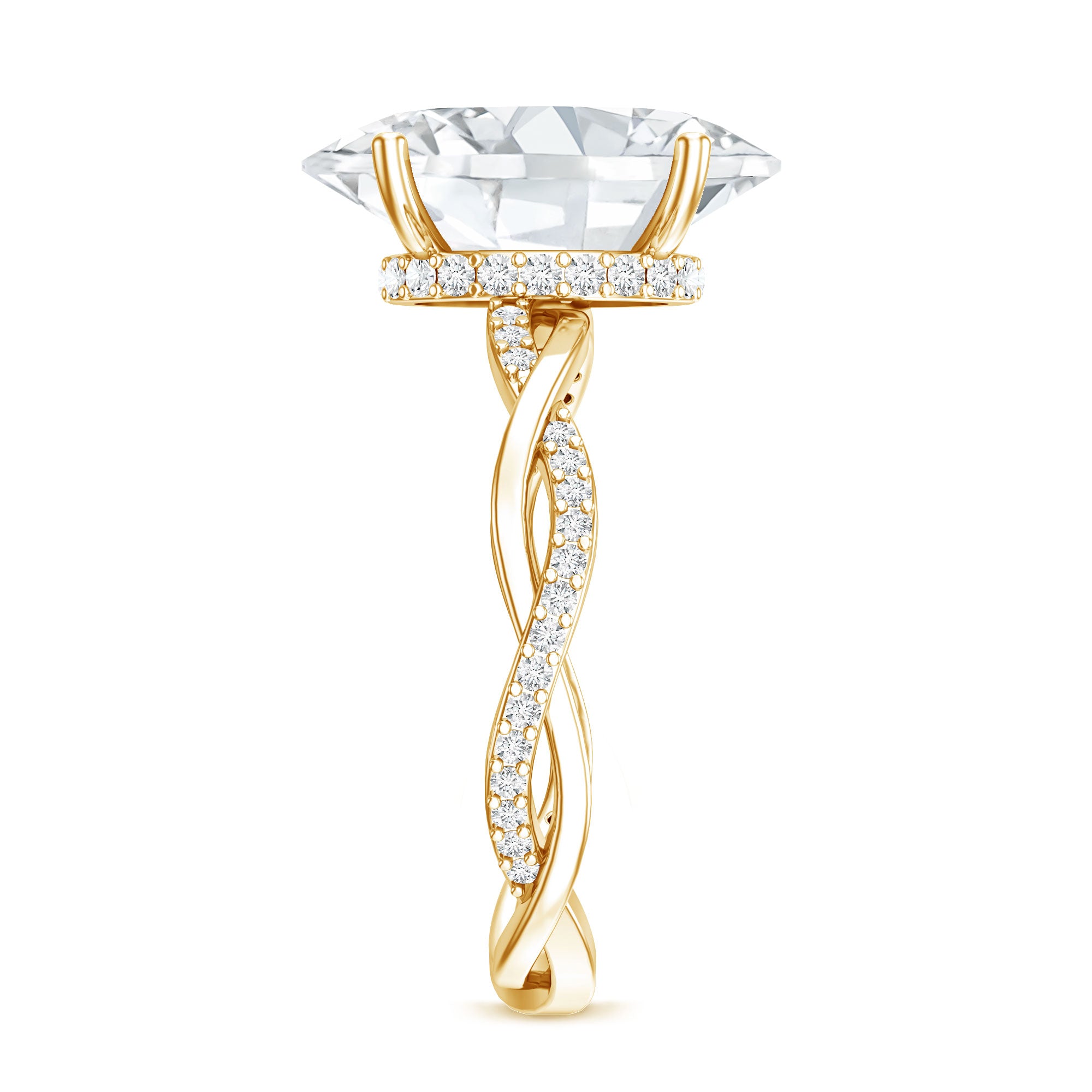 Rosec Jewels-IGI Certified 4 Carat Oval Lab Grown Diamond Huge Engagement Ring with Braided Band