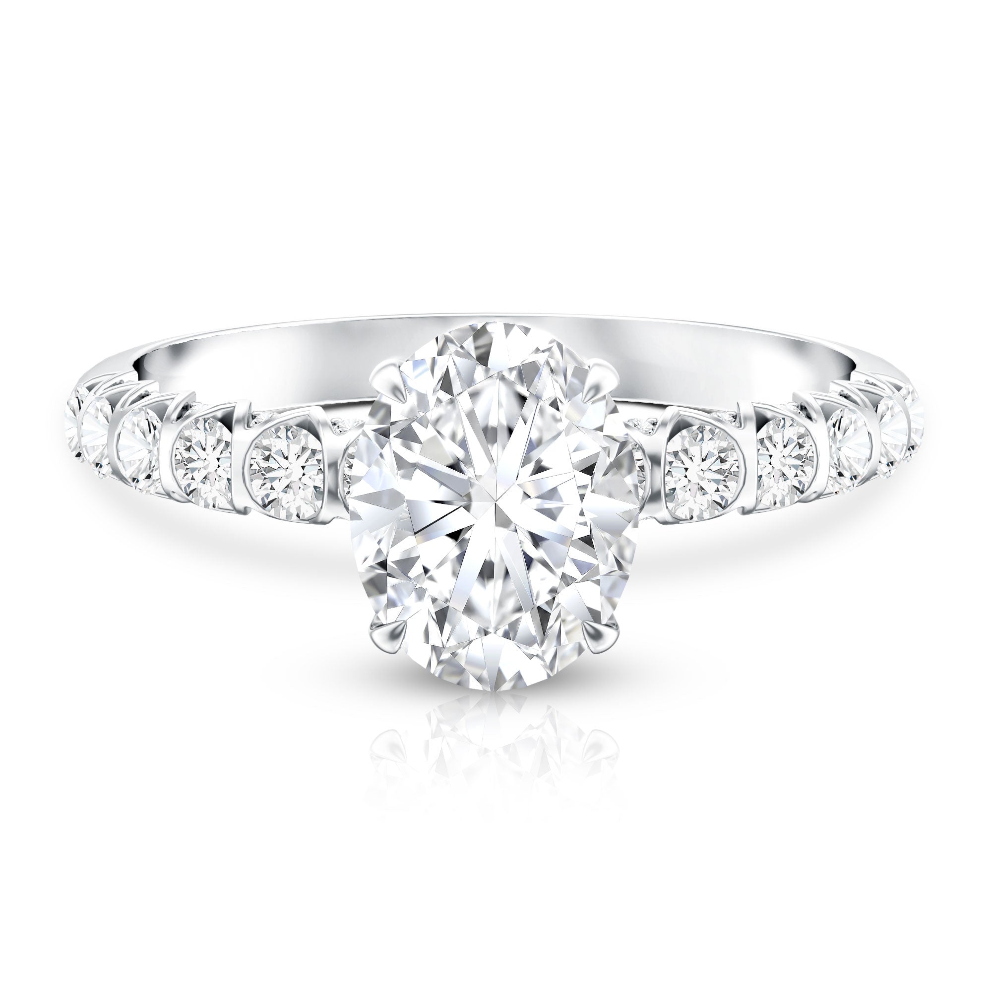 Rosec Jewels-Oval 2 Carat Lab Grown Diamond Solitaire Engagement Ring IGI Certified