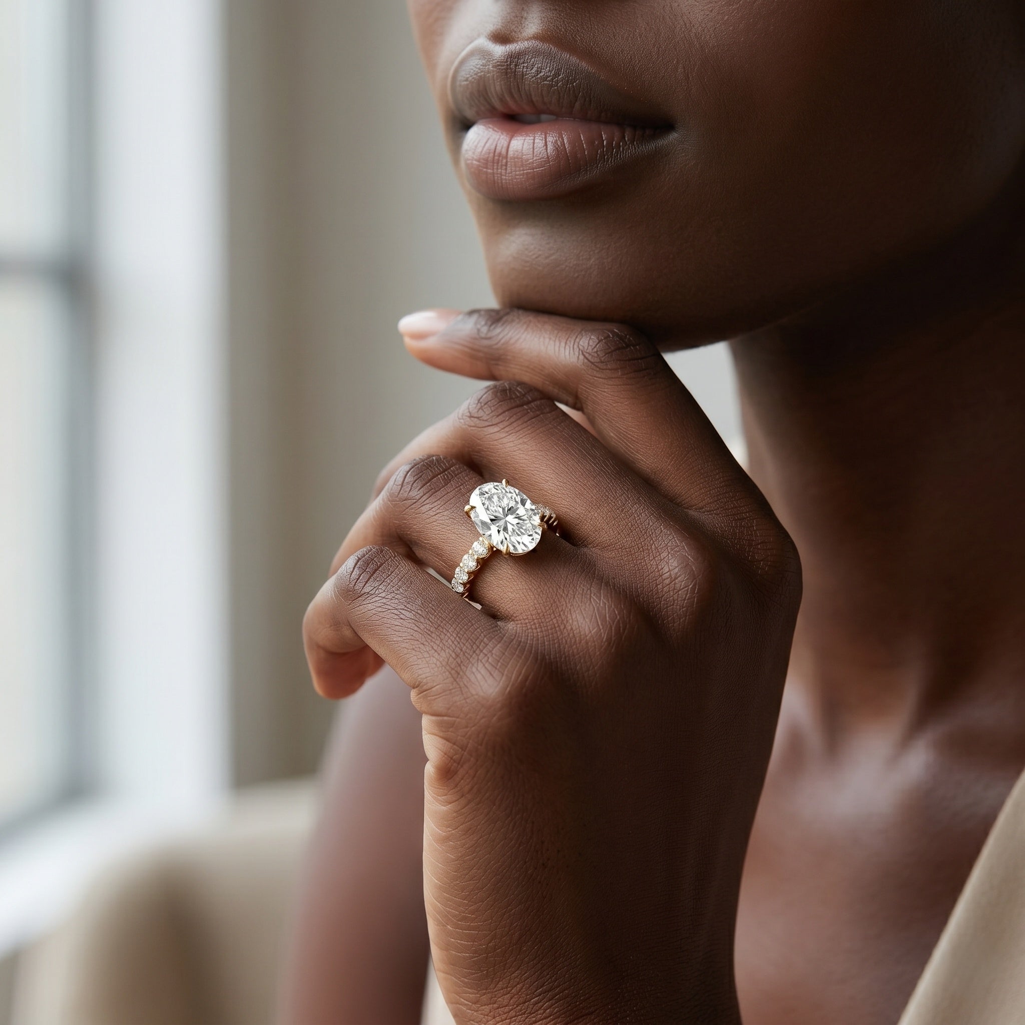 Lab Grown Diamond Oblong Engagement Ring 3 Carat with IGI Certificate Lab - ( E-VS1 ) - Rosec Jewels