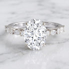 3 Carat Oval Lab Grown Diamond Statement Engagement Ring with IGI Certificate Lab - ( E-VS1 ) - Rosec Jewels