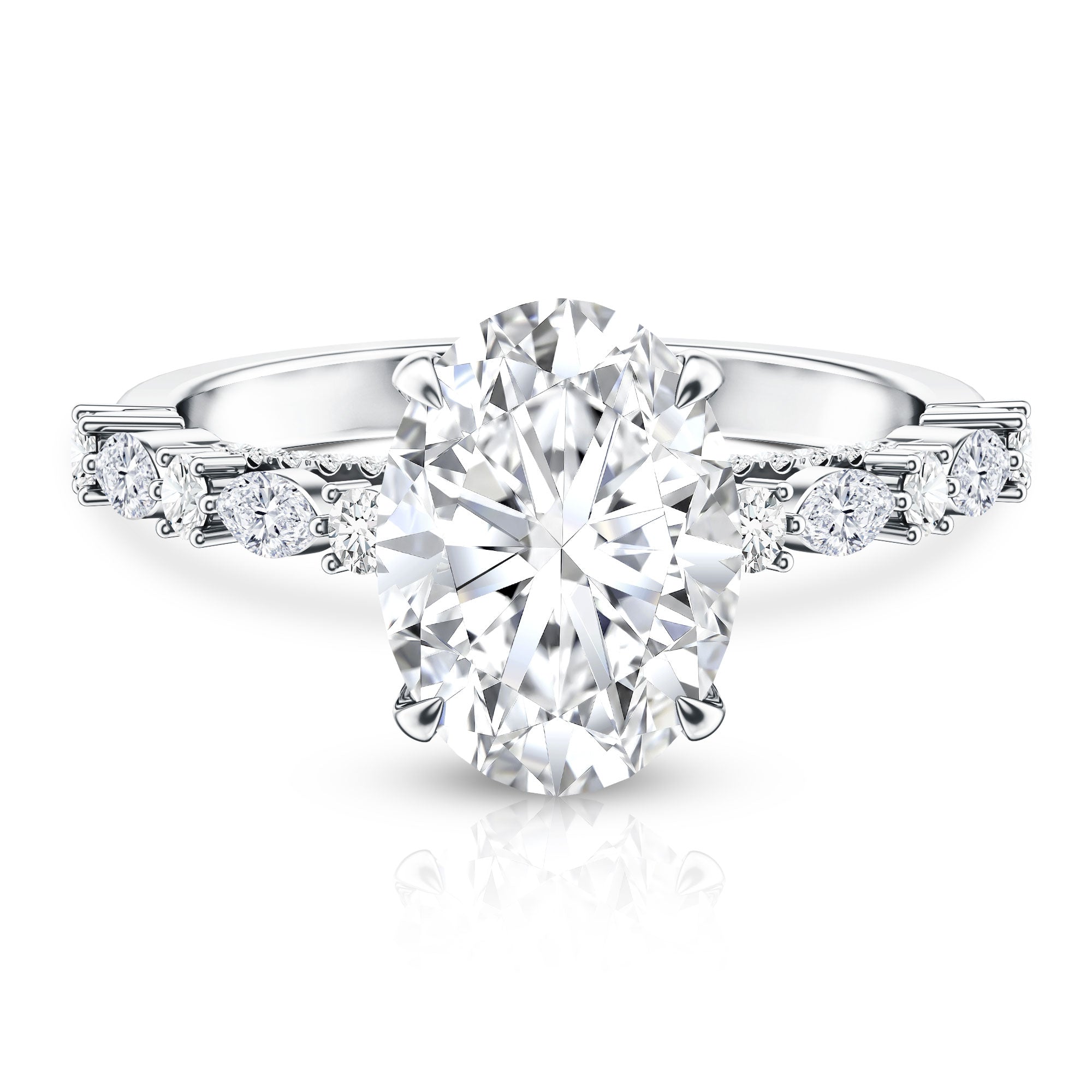 Rosec Jewels-3 Carat Oval Lab Grown Diamond Statement Engagement Ring with IGI Certificate