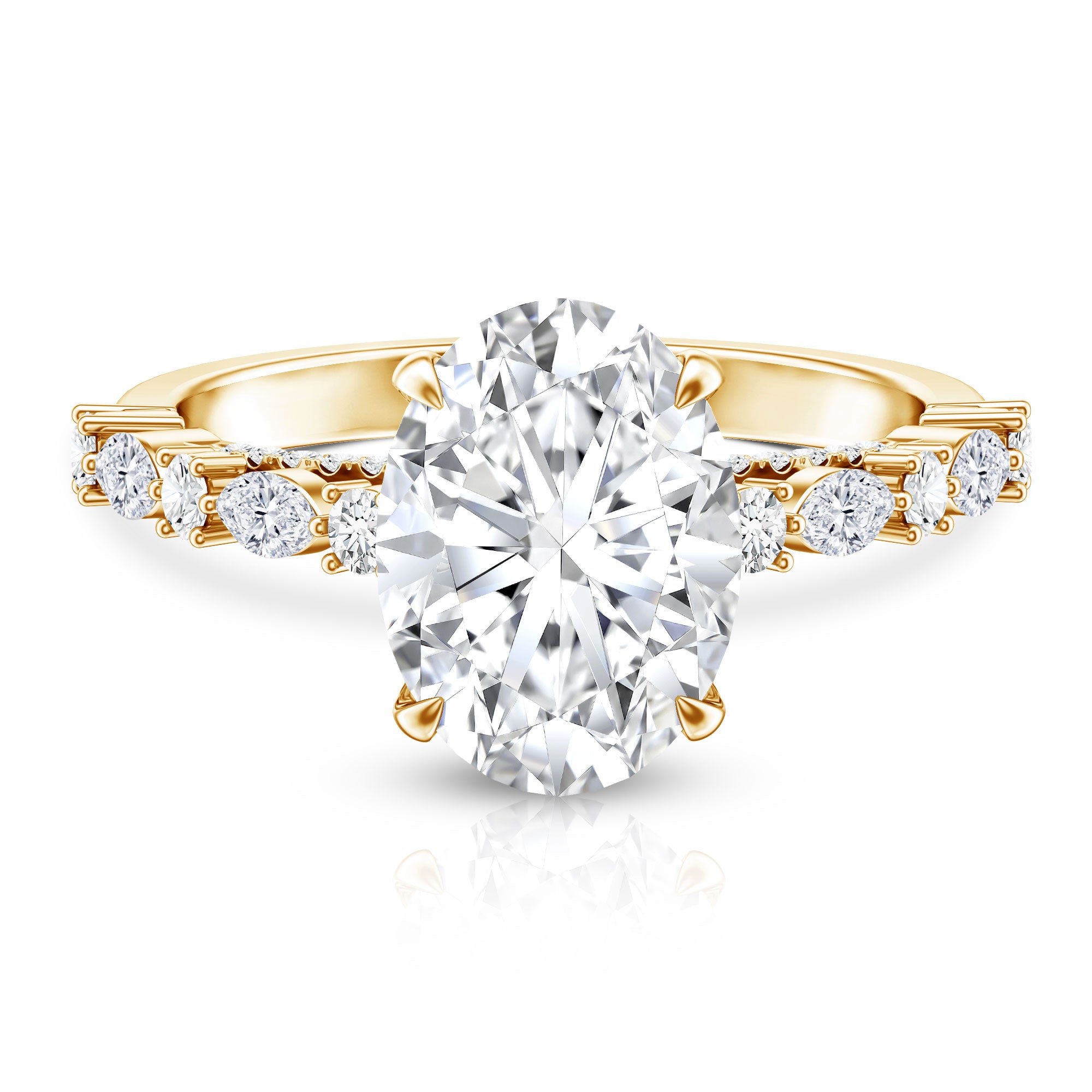 Rosec Jewels-3 Carat Oval Lab Grown Diamond Statement Engagement Ring with IGI Certificate
