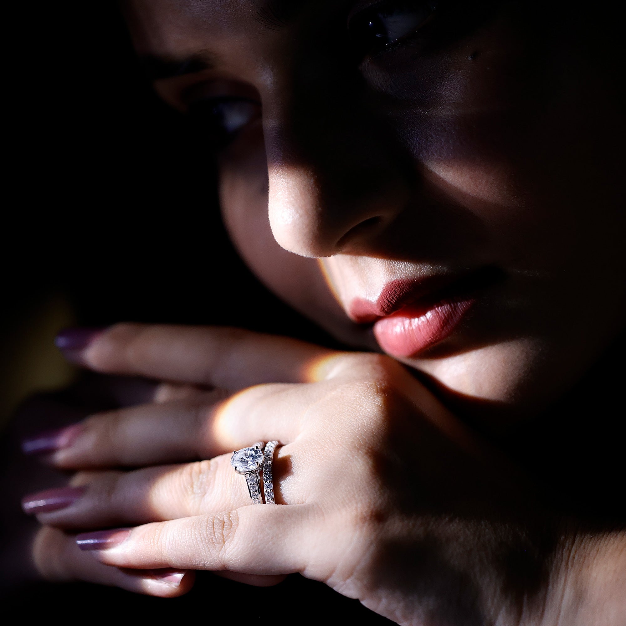 Rosec Jewels-Oval Shaped 1 Carat Lab Grown Diamond Bridal Ring Set with IGI Certificate