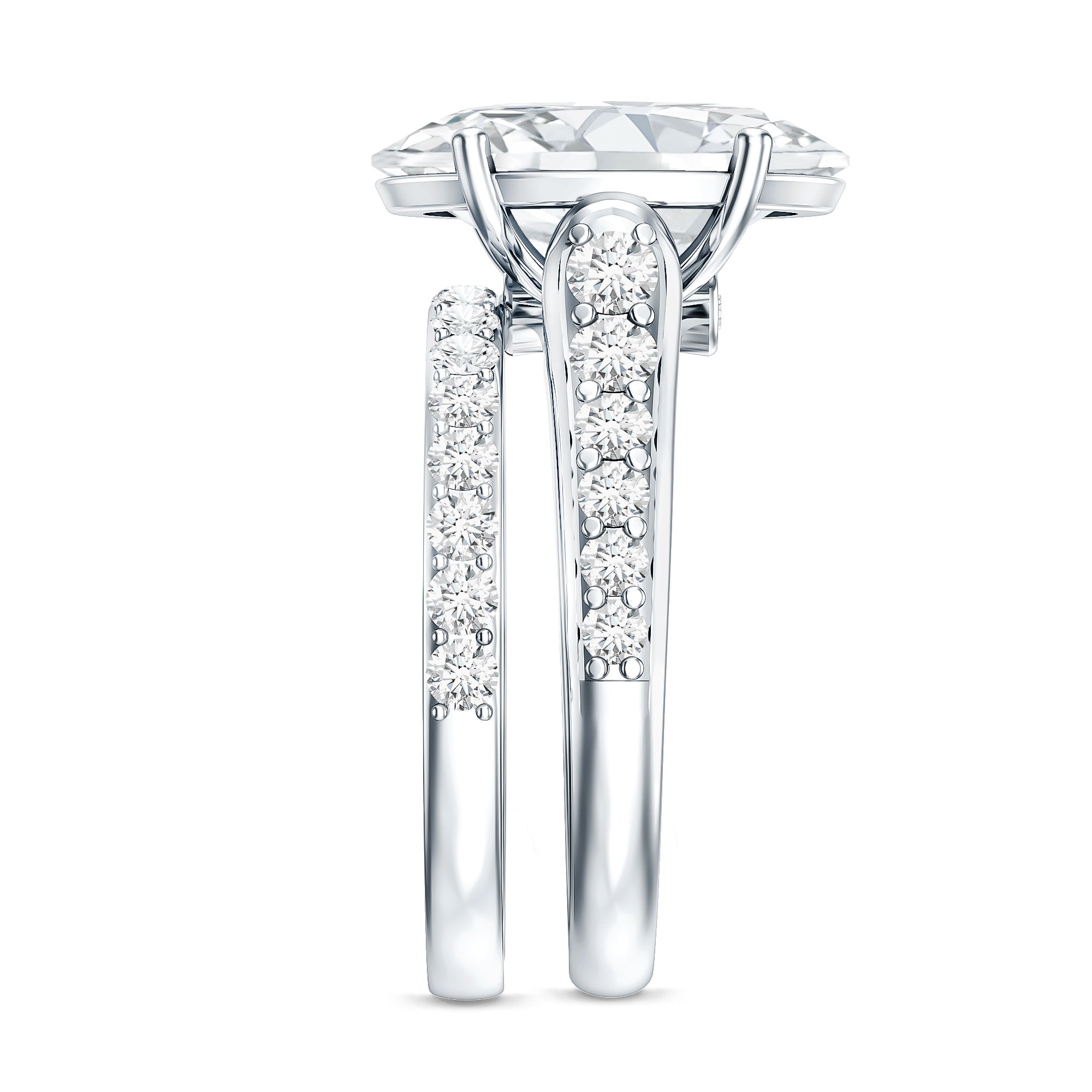 Rosec Jewels-IGI Certified Lab Grown Diamond 5 Carat Oval Engagement Ring with Wedding Band
