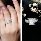 Rosec Jewels-IGI Certified Princess Cut Lab Grown Diamond 4 Carat Engagement Ring with Side Stones