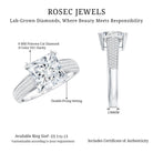 Rosec Jewels-IGI Certified 3 Carat Princess Cut Lab Grown Diamond Engagement Ring with Side Stones