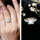 Rosec Jewels-5 Carat Princess Cut Lab Diamond Thick Band Engagement Ring with IGI Certificate
