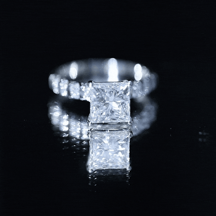 2 Carat IGI Certified Lab Grown Diamond Princess Cut Engagement Ring Lab - ( E-VS1 ) - Rosec Jewels