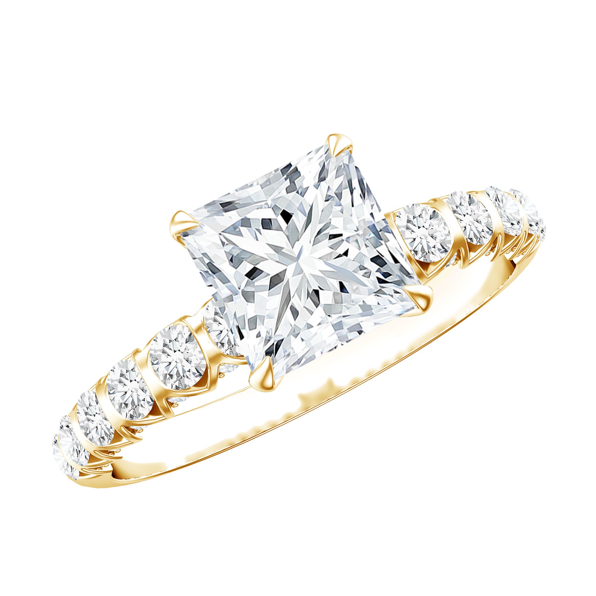 2 Carat IGI Certified Lab Grown Diamond Princess Cut Engagement Ring Lab - ( E-VS1 ) - Rosec Jewels