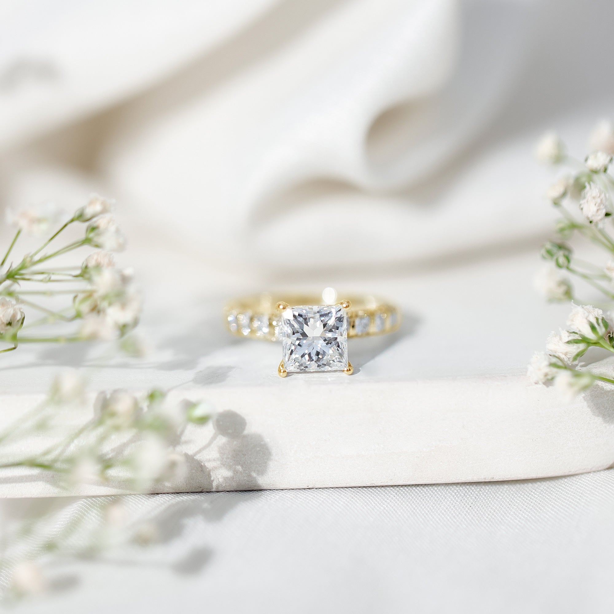 2 Carat IGI Certified Lab Grown Diamond Princess Cut Engagement Ring Lab - ( E-VS1 ) - Rosec Jewels