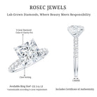 IGI Certified Lab Grown Diamond 3 Carat Square Cut Engagement Ring Lab - ( E-VS1 ) - Rosec Jewels