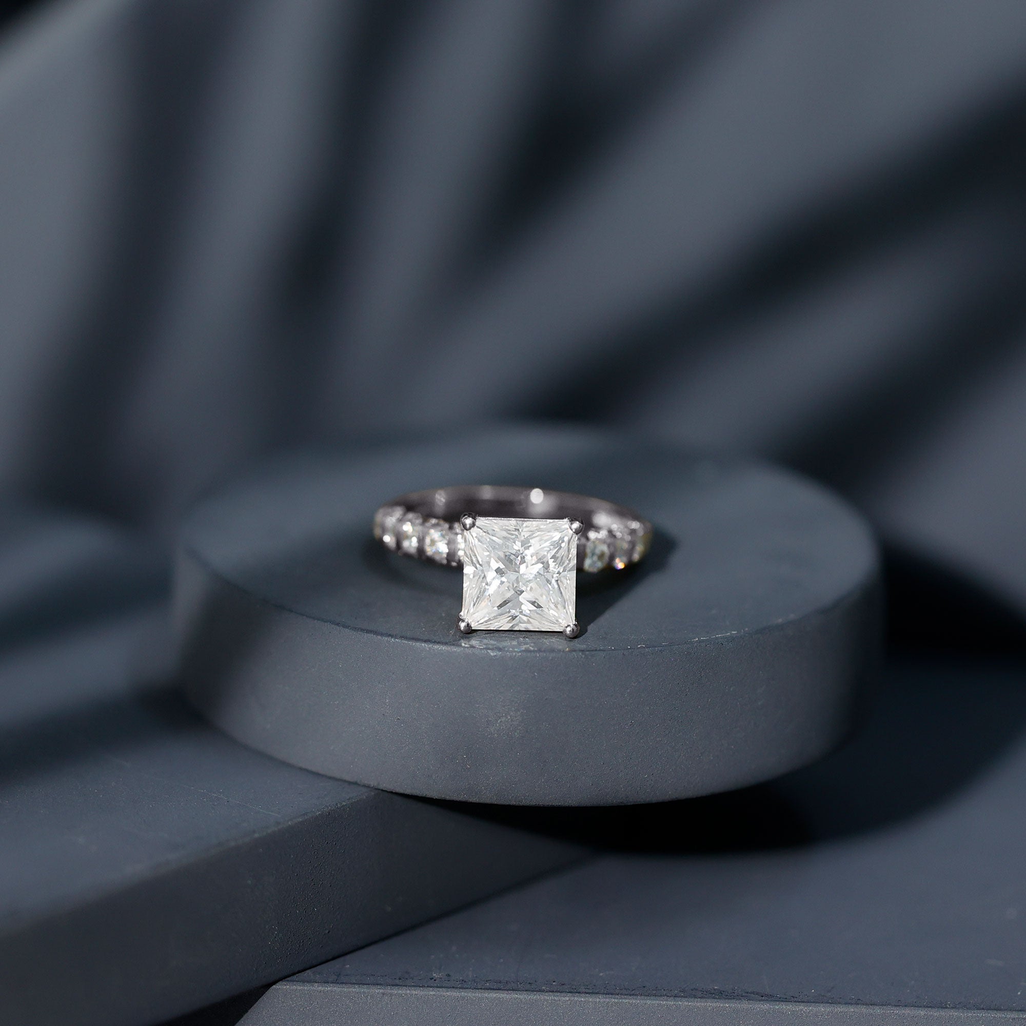 Rosec Jewels-Princess Cut Lab Grown Diamond 4 Carat Engagement Ring IGI Certified