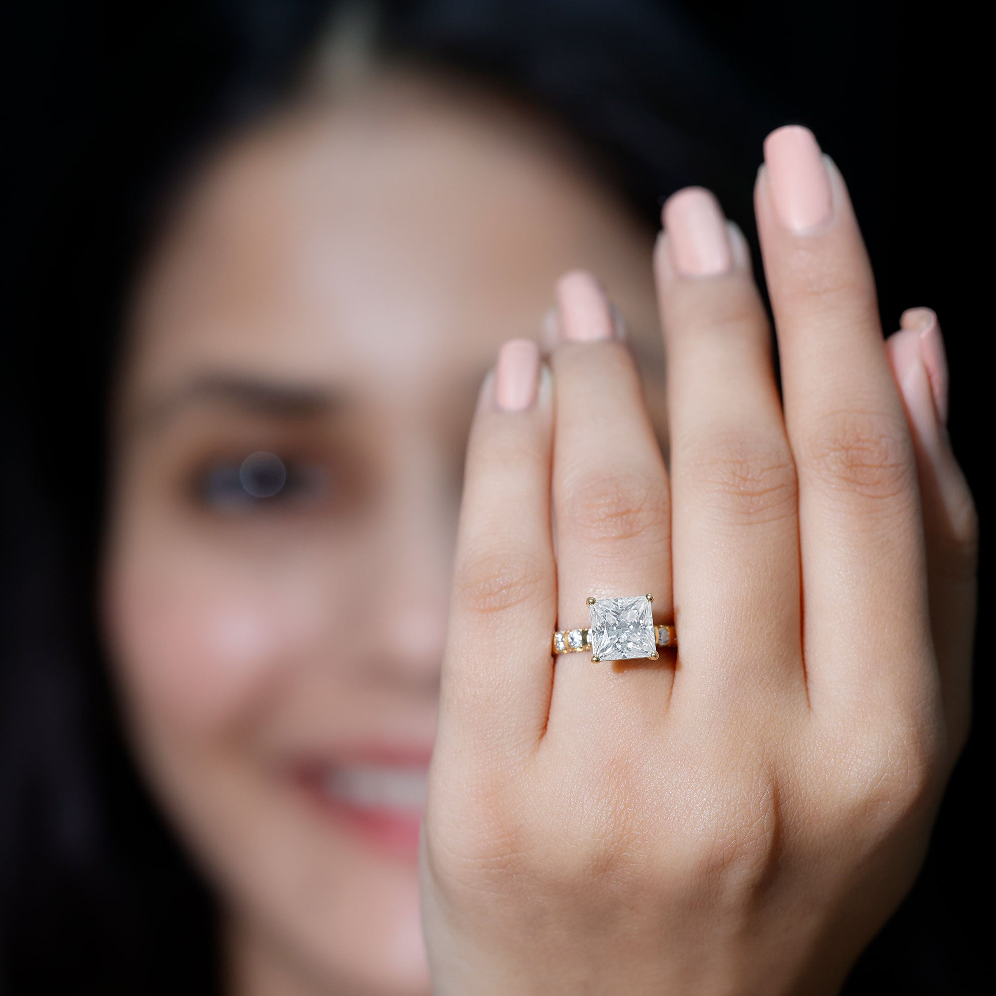 Princess Cut Lab Grown Diamond 4 Carat Engagement Ring IGI Certified Lab - ( E-VS1 ) - Rosec Jewels