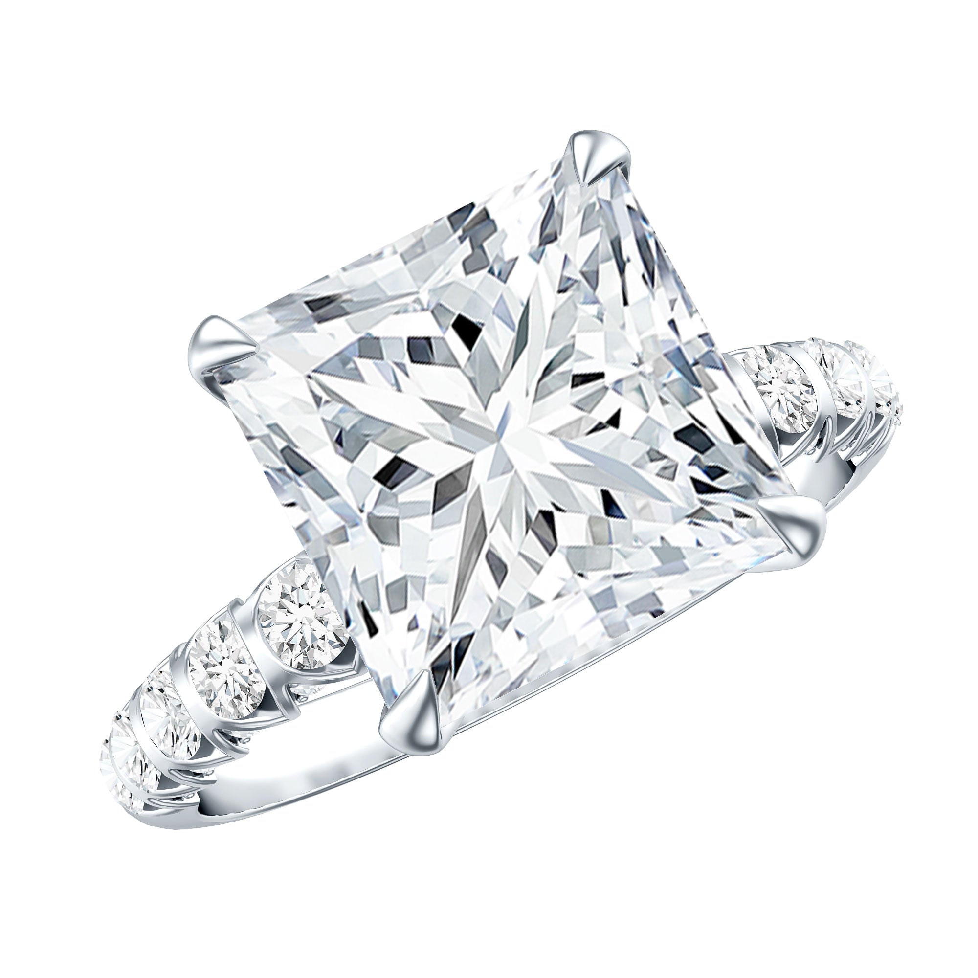 Princess Cut 5 Carat Lab Grown Big Diamond Engagement Ring IGI Certified Lab - ( E-VS1 ) - Rosec Jewels