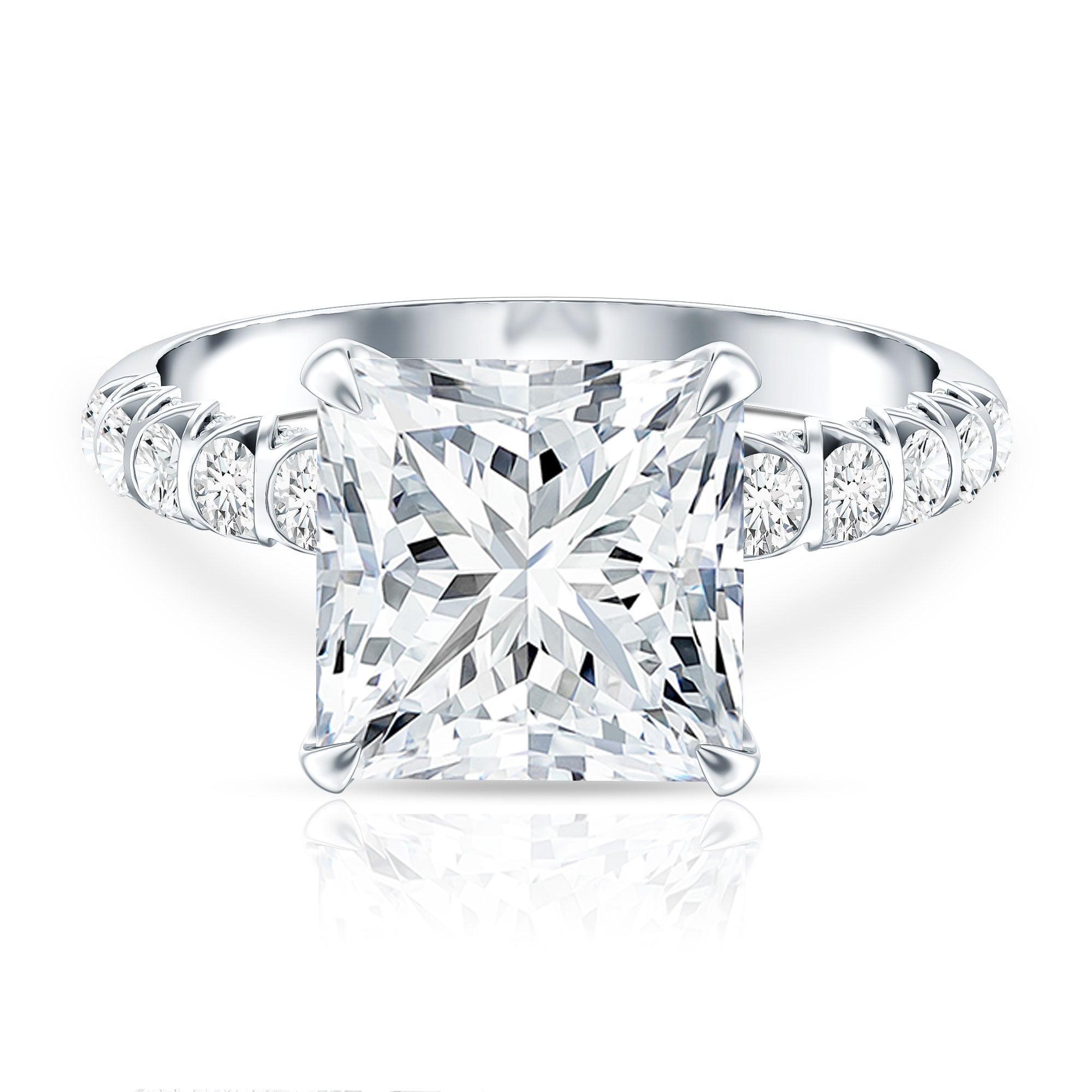 Princess Cut 5 Carat Lab Grown Big Diamond Engagement Ring IGI Certified Lab - ( E-VS1 ) - Rosec Jewels