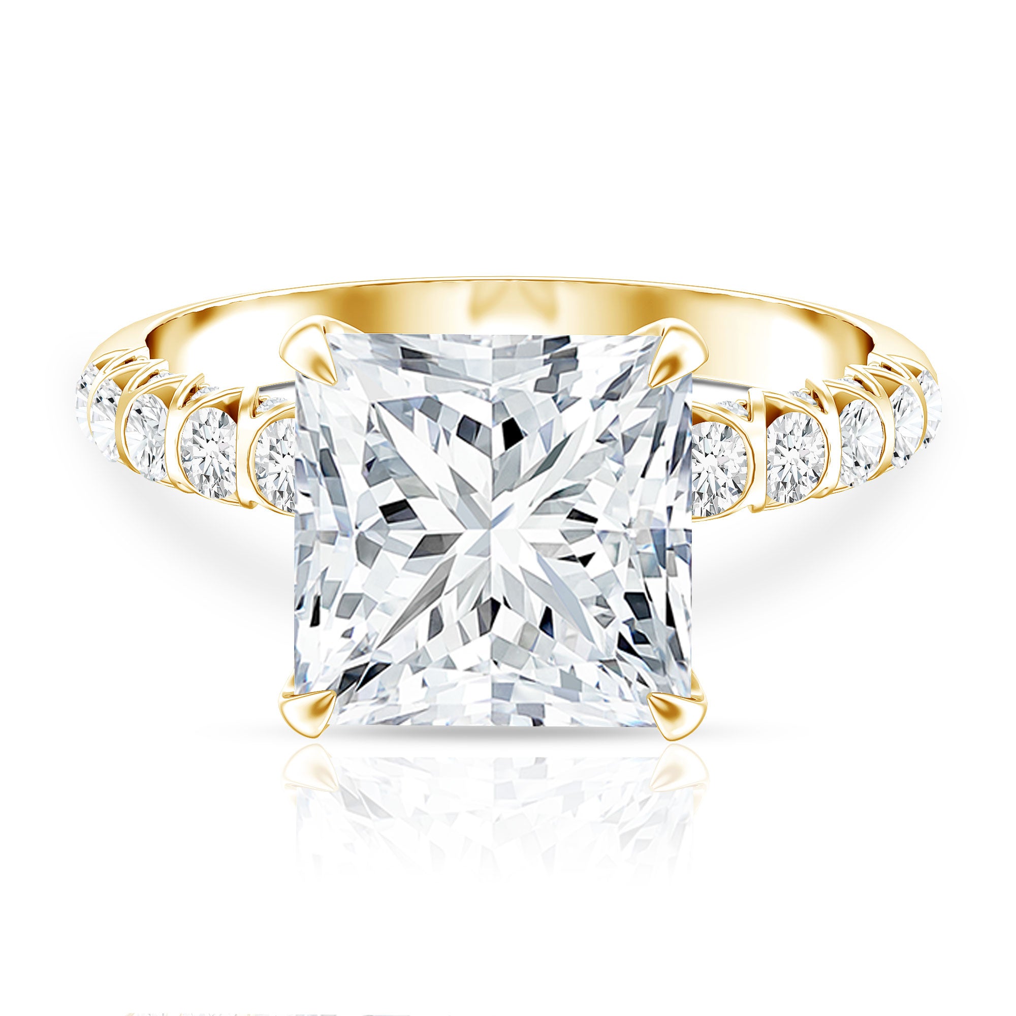 Princess Cut 5 Carat Lab Grown Big Diamond Engagement Ring IGI Certified Lab - ( E-VS1 ) - Rosec Jewels