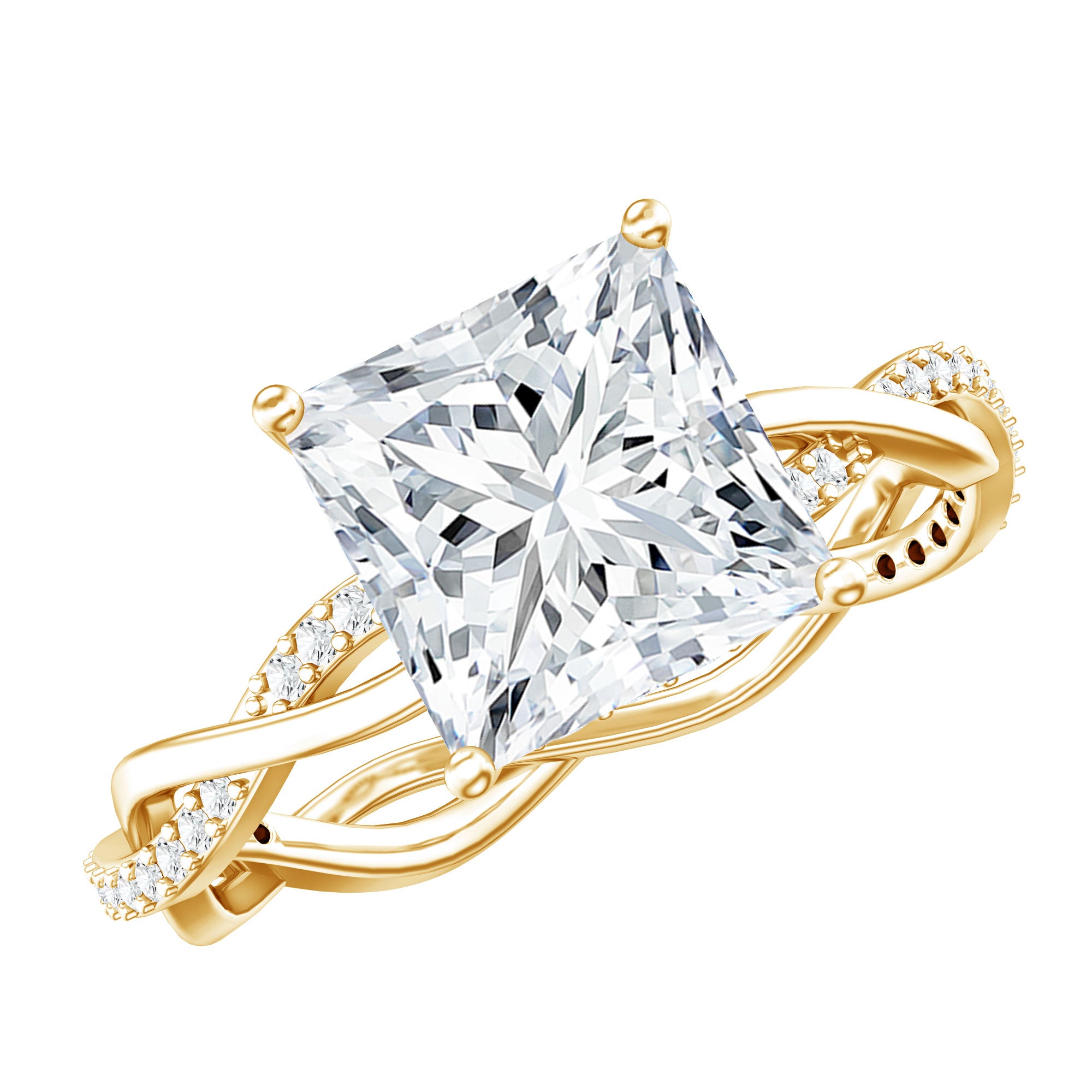 Rosec Jewels-Princess Cut 4 Carat Lab Grown Diamond Braided Engagement Ring IGI Certified