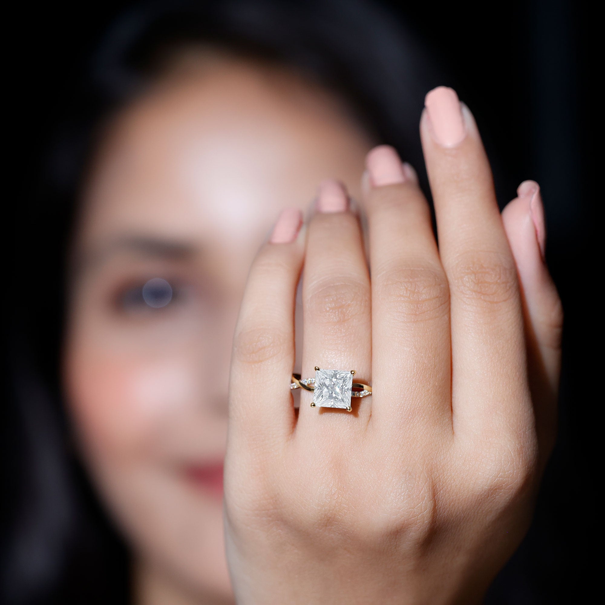 Rosec Jewels-Princess Cut 4 Carat Lab Grown Diamond Braided Engagement Ring IGI Certified