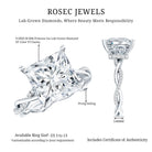 Rosec Jewels-IGI Certified 5 Carat Princess Cut Lab Grown Diamond Huge Engagement Ring with Braided Band