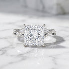 IGI Certified 5 Carat Princess Cut Lab Grown Diamond Huge Engagement Ring with Braided Band Lab - ( E-VS1 ) - Rosec Jewels